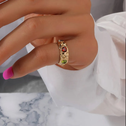 Elegant Color Block Alloy Inlay Rhinestones Women'S Rings