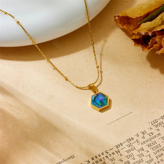 Elegant Color Block Titanium Steel Plating Pendant Necklace