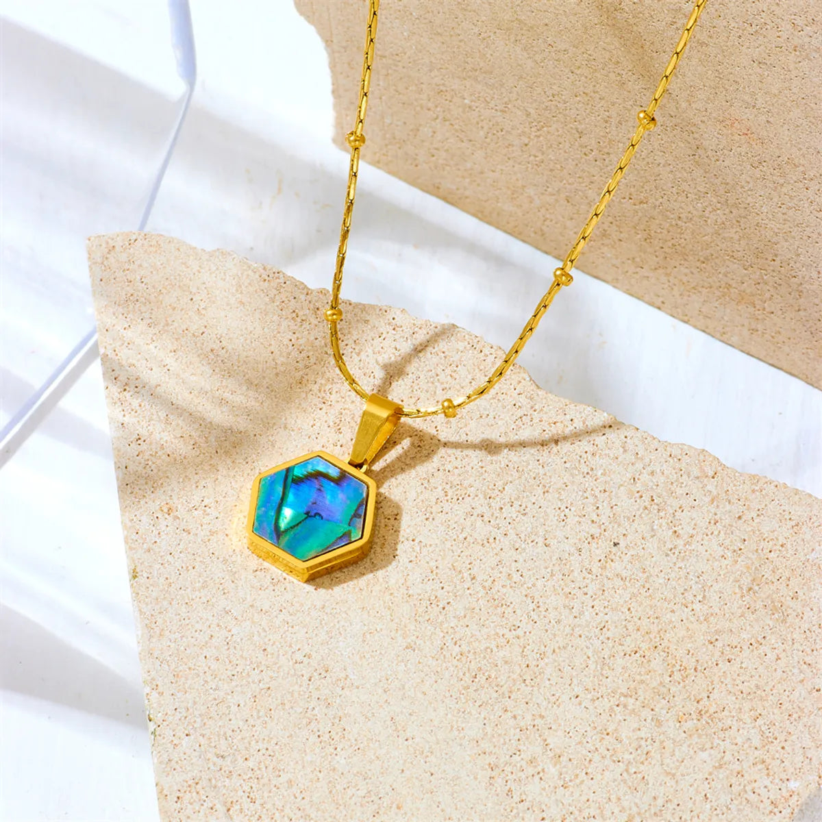 Elegant Color Block Titanium Steel Plating Pendant Necklace