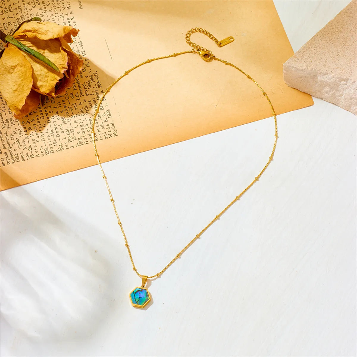 Elegant Color Block Titanium Steel Plating Pendant Necklace