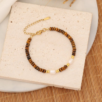 Wholesale Elegant Commute Geometric Stainless Steel Beaded Bracelets Earrings Necklace