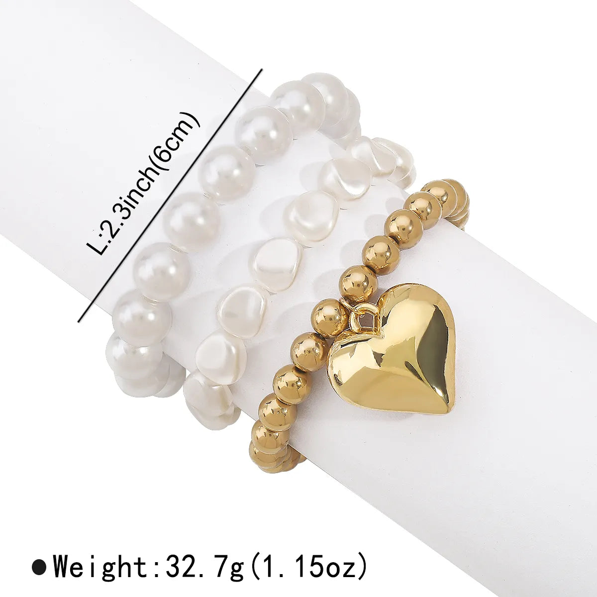 Elegant Commute Heart Shape CCB Imitation Pearl Beaded Women'S Bracelets Necklace