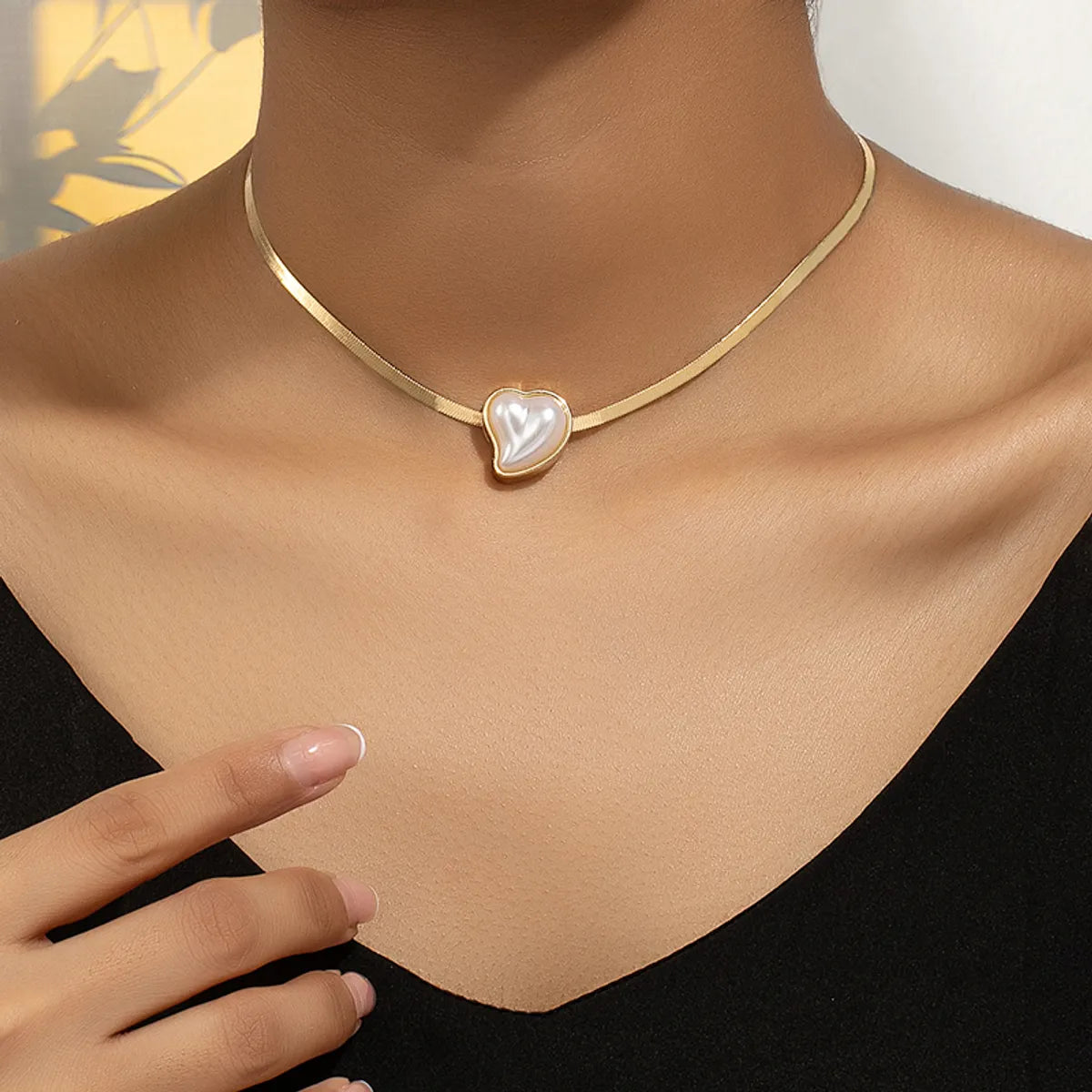 Elegant Commute Heart Shape Pearl Alloy Wholesale Pendant Necklace