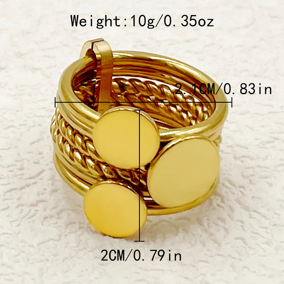 Elegant Commute Round Twist Stainless Steel Plating Gold Plated Wide Band Rings