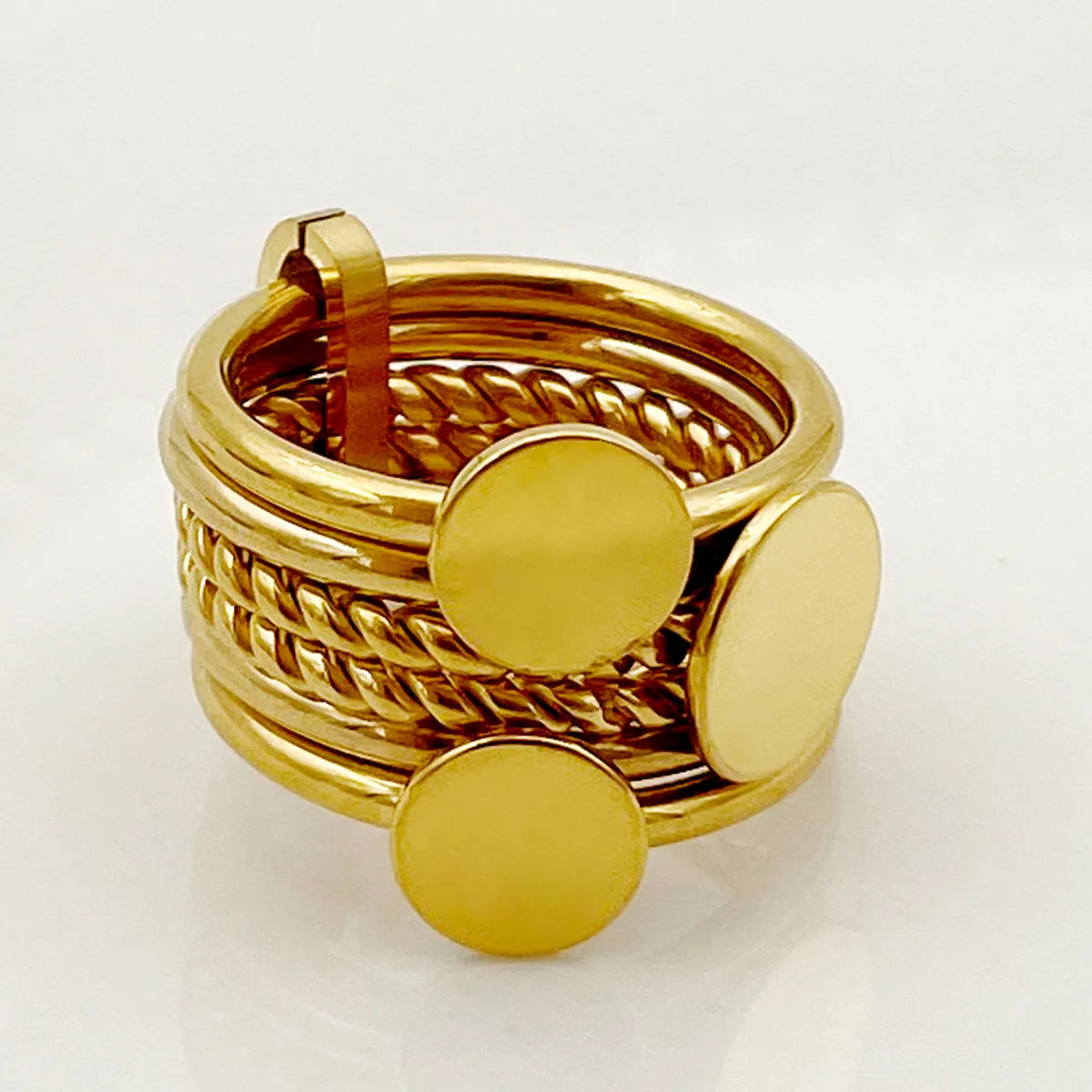 Elegant Commute Round Twist Stainless Steel Plating Gold Plated Wide Band Rings