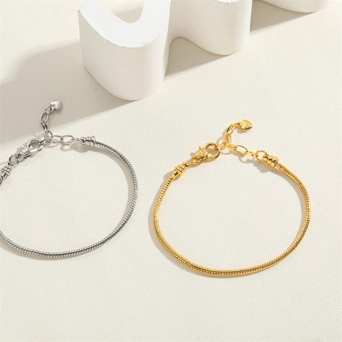 Elegant Commute Solid Color Copper 14k Gold Plated White Gold Plated Bracelets In Bulk