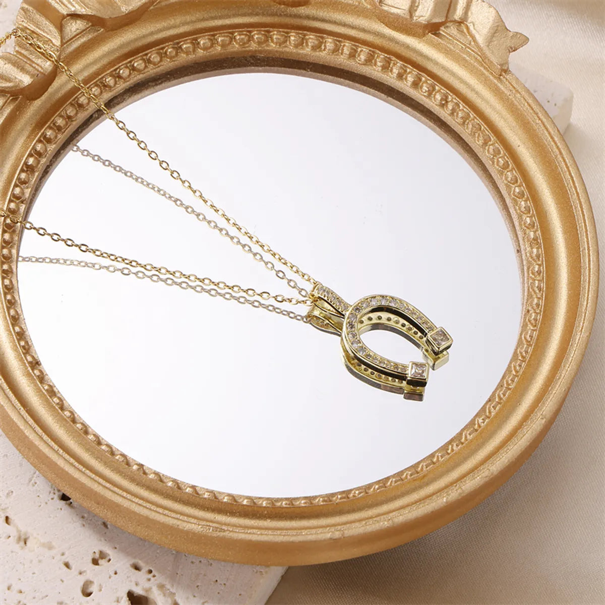 Elegant Commute Solid Color Stainless Steel Brass 18k Gold Plated Zircon Pendant Necklace In Bulk