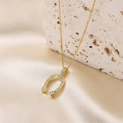 Elegant Commute Solid Color Stainless Steel Brass 18k Gold Plated Zircon Pendant Necklace In Bulk