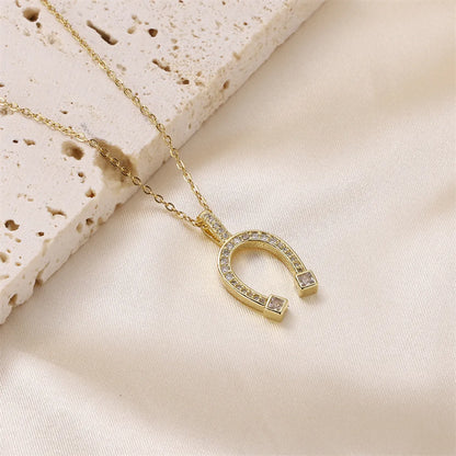 Elegant Commute Solid Color Stainless Steel Brass 18k Gold Plated Zircon Pendant Necklace In Bulk