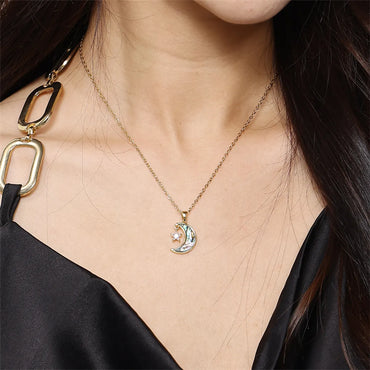 Elegant Commute Star Moon Stainless Steel Brass 18k Gold Plated Zircon Pendant Necklace In Bulk