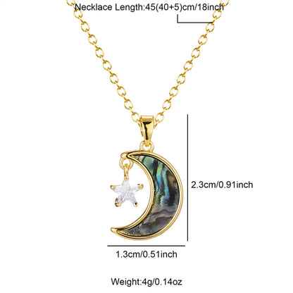 Elegant Commute Star Moon Stainless Steel Brass 18k Gold Plated Zircon Pendant Necklace In Bulk