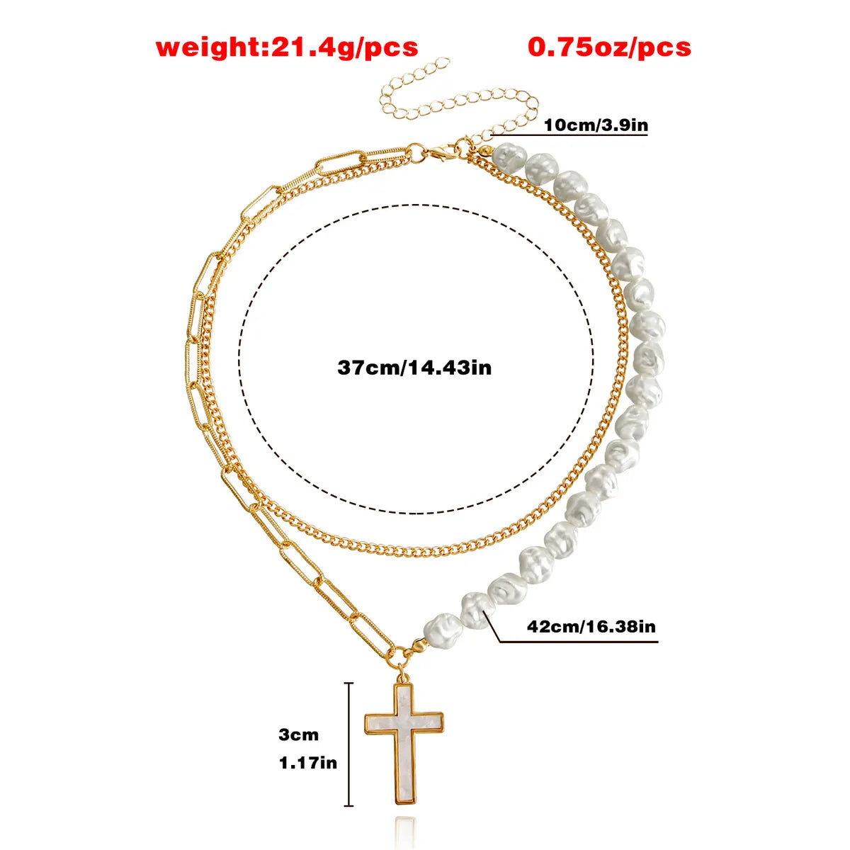 Elegant Cross Alloy Plating Artificial Pearls Shell Women's Layered Necklaces