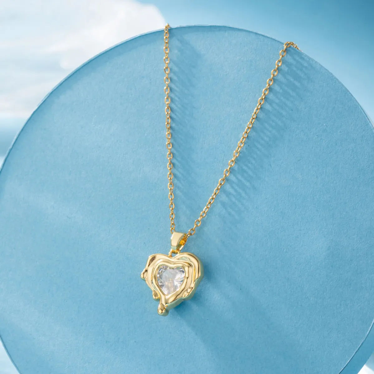 Elegant Cross Heart Shape Flower Stainless Steel Titanium Steel Plating Inlay Zircon 18k Gold Plated Gold Plated Pendant Necklace