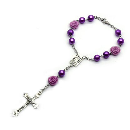 Elegant Cross Rose Alloy Resin Glass Wholesale Bracelets