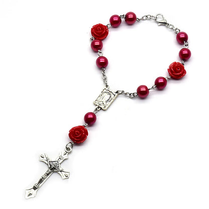 Elegant Cross Rose Alloy Resin Glass Wholesale Bracelets