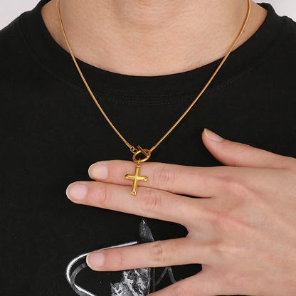 Elegant Cross Stainless Steel Plating Gold Plated Necklace