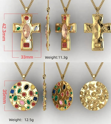 Elegant Cross Star Heart Shape Zircon 304 Stainless Steel Wholesale Pendant Necklace