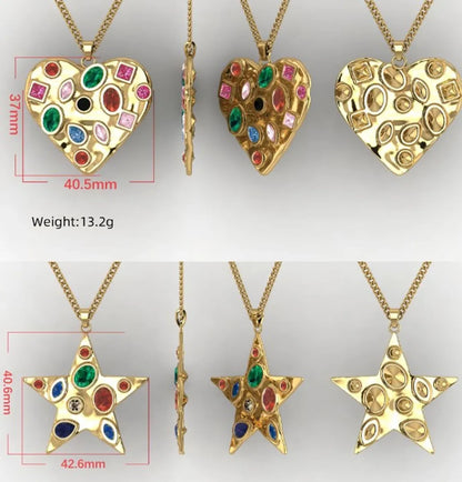 Elegant Cross Star Heart Shape Zircon 304 Stainless Steel Wholesale Pendant Necklace