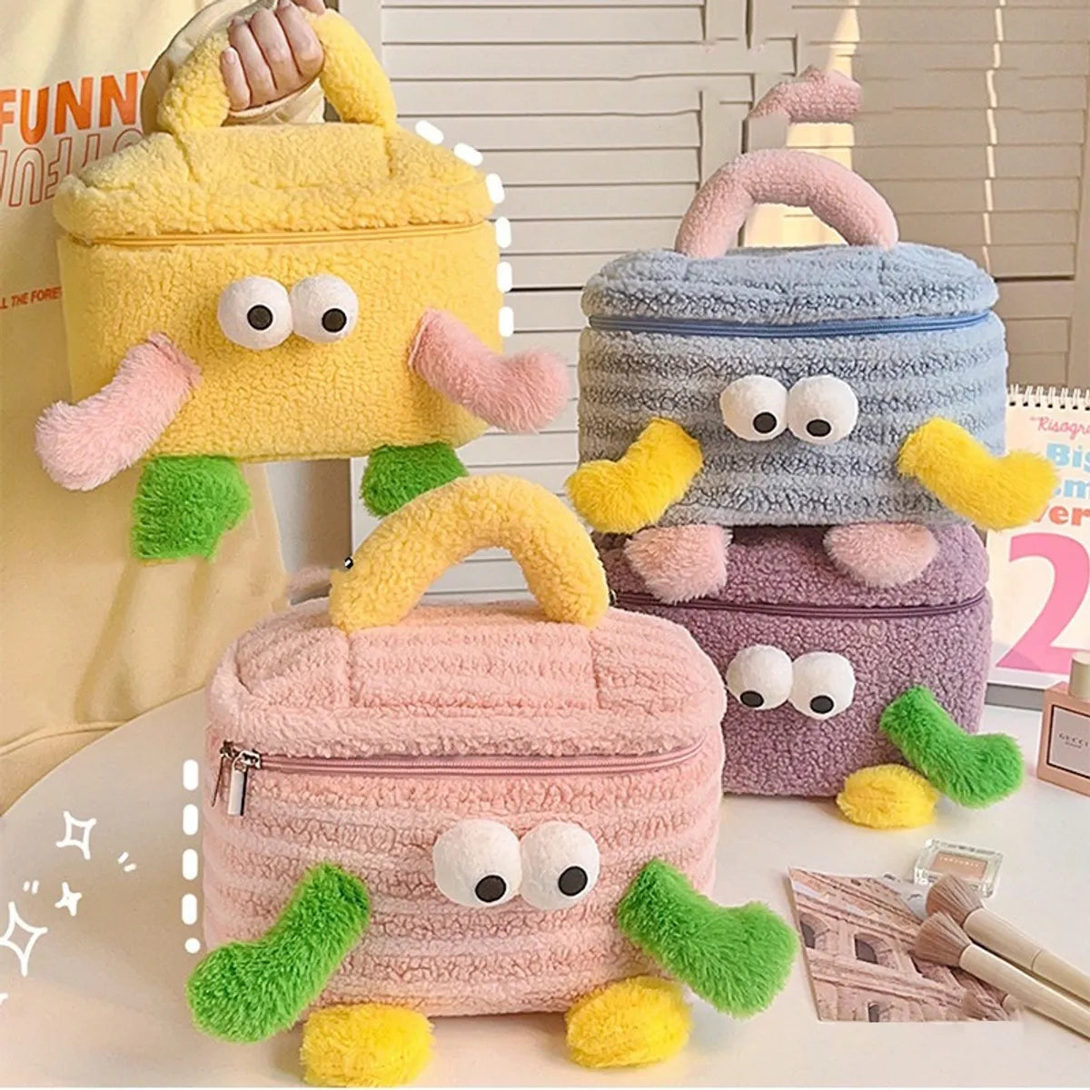 Elegant Cute Animal Plush Square Makeup Bags