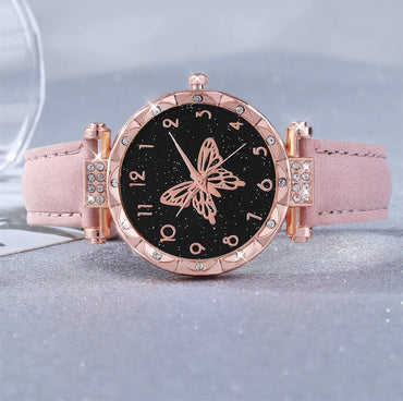 Elegant Cute Butterfly Buckle Quartz Women'S Watches