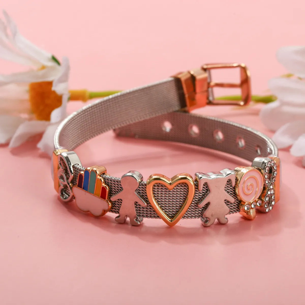 Elegant Cute Cartoon Character Heart Shape Titanium Steel Bangle