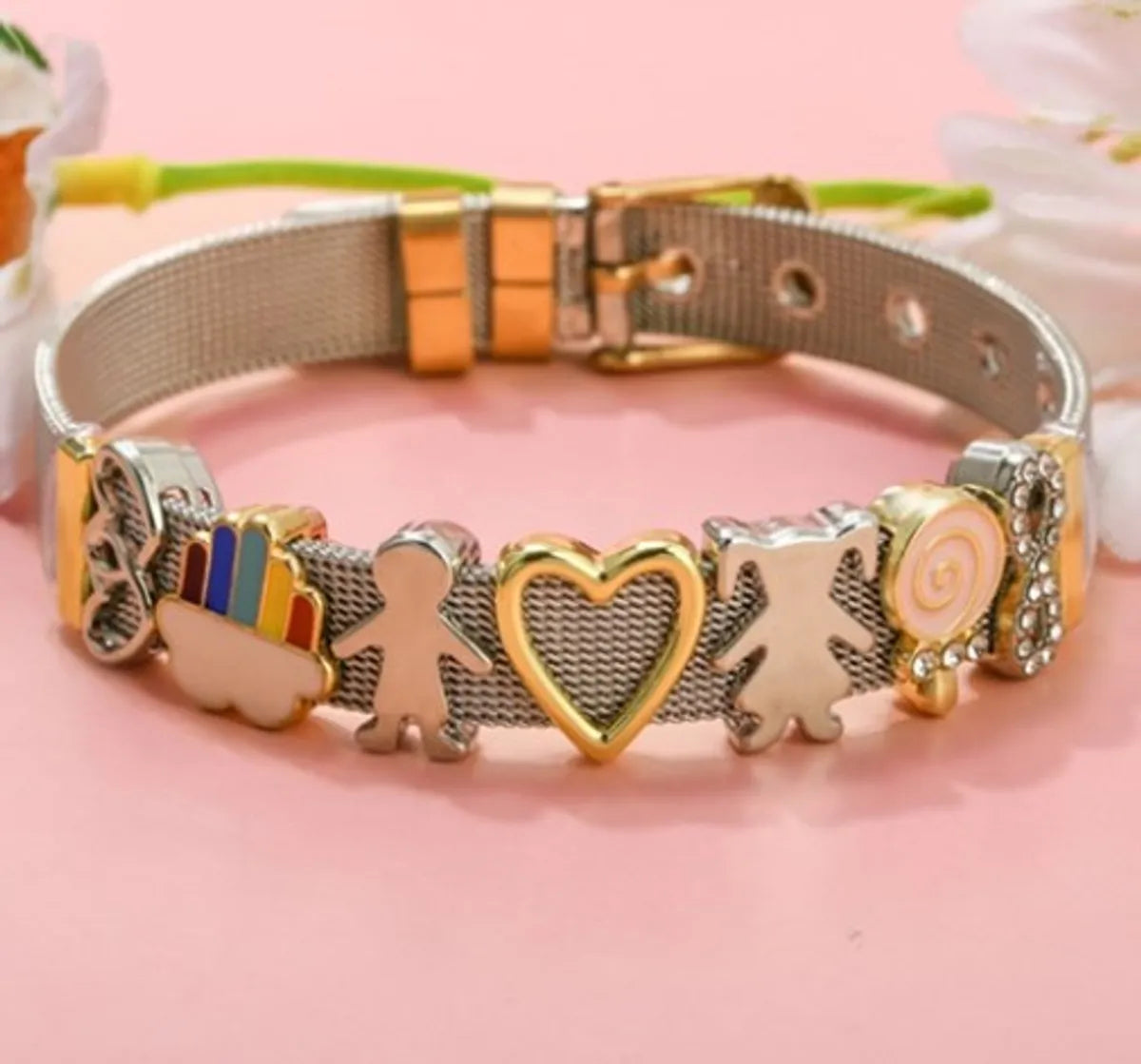 Elegant Cute Cartoon Character Heart Shape Titanium Steel Bangle