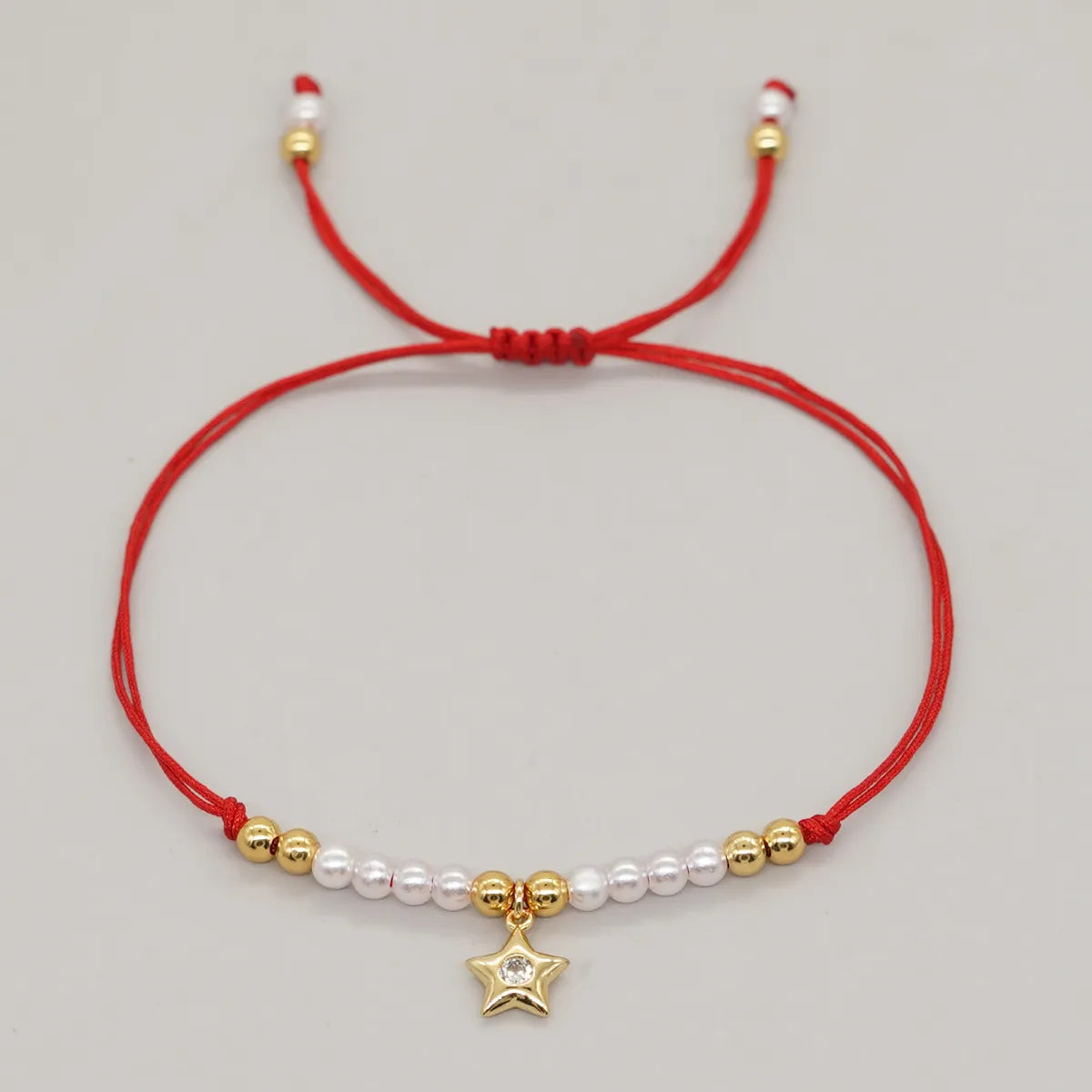 Elegant Cute Hand Star Moon Zircon Imitation Pearl Polyester Copper Wholesale Bracelets