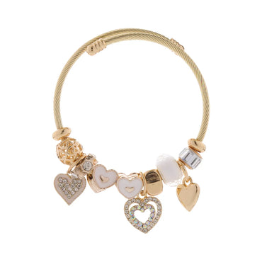 Elegant Cute Heart Shape Rhinestones 304 Stainless Steel Alloy Wholesale Bangle