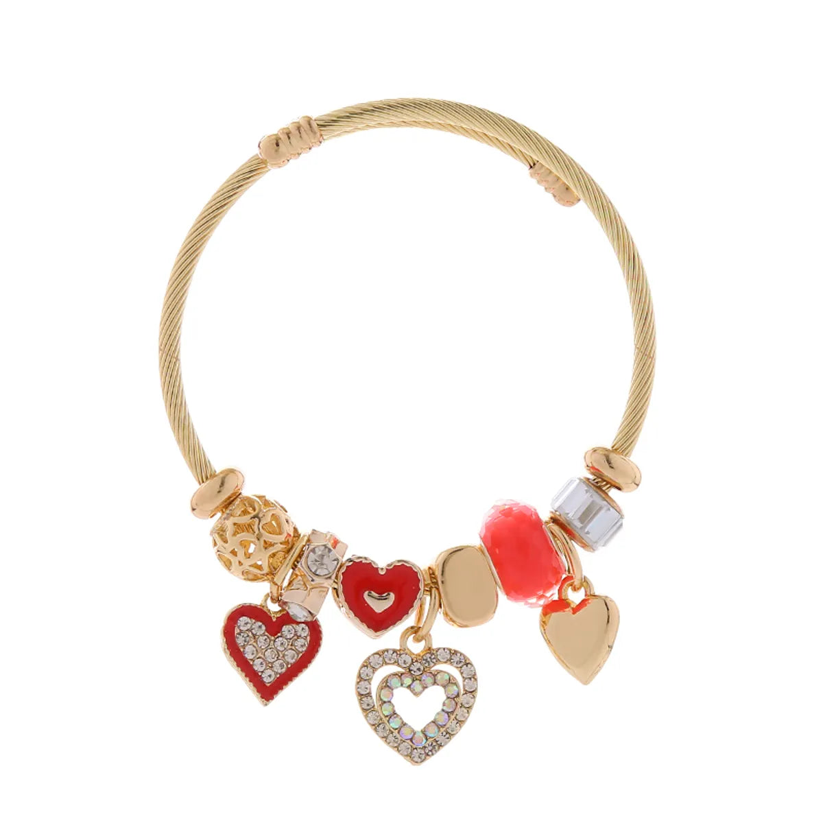 Elegant Cute Heart Shape Rhinestones 304 Stainless Steel Alloy Wholesale Bangle