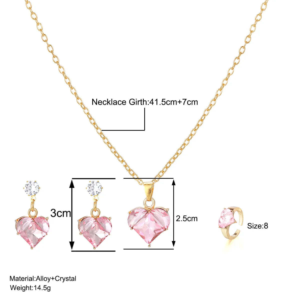 Elegant Cute Heart Shape Alloy Plating Inlay Zircon Women's Jewelry Set