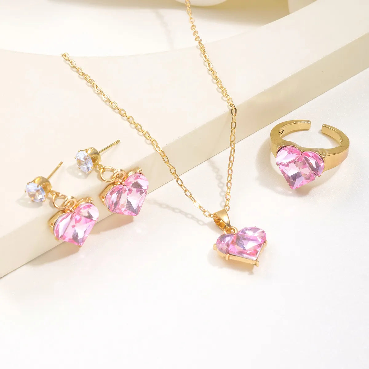 Elegant Cute Heart Shape Alloy Plating Inlay Zircon Women's Jewelry Set