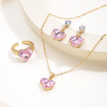 Elegant Cute Heart Shape Alloy Plating Inlay Zircon Women's Jewelry Set