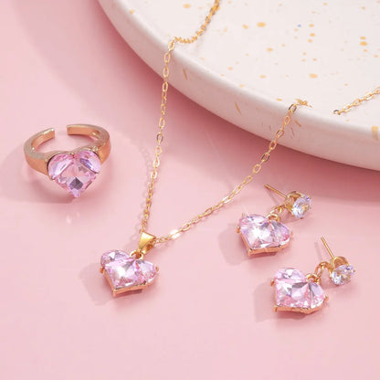 Elegant Cute Heart Shape Alloy Plating Inlay Zircon Women's Jewelry Set