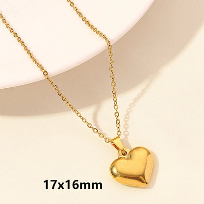 Wholesale Jewelry Elegant Cute Heart Shape 304 Stainless Steel 18K Gold Plated Plating Pendant Necklace