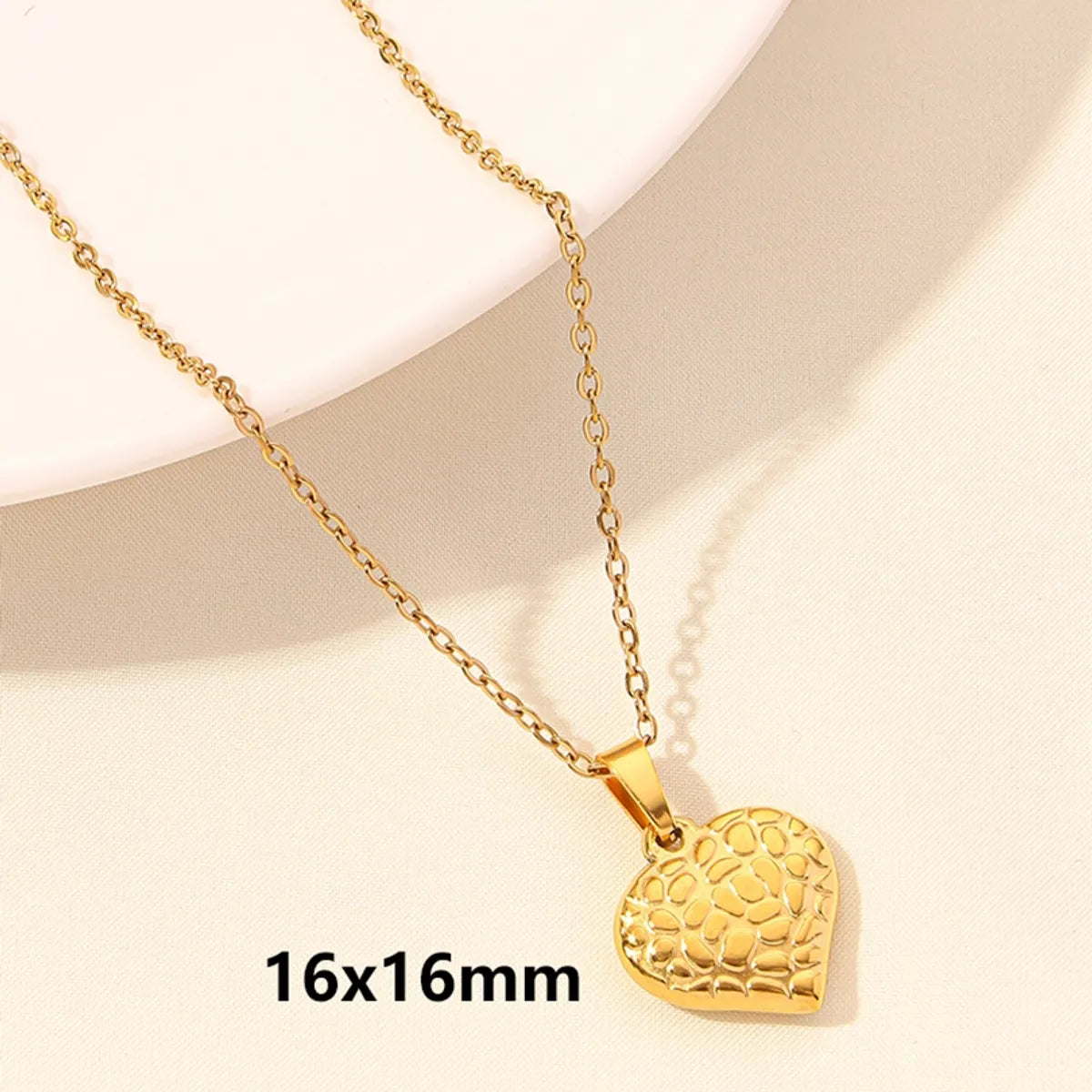 Wholesale Jewelry Elegant Cute Heart Shape 304 Stainless Steel 18K Gold Plated Plating Pendant Necklace