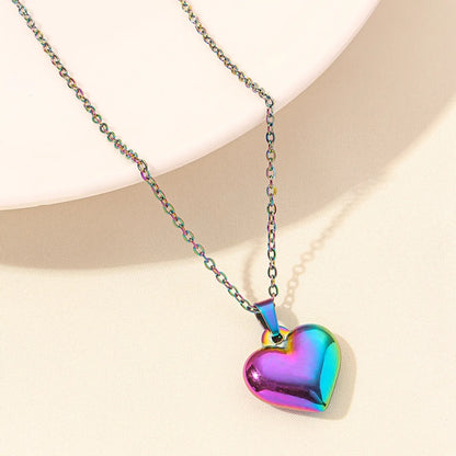 Wholesale Jewelry Elegant Cute Heart Shape 304 Stainless Steel 18K Gold Plated Plating Pendant Necklace