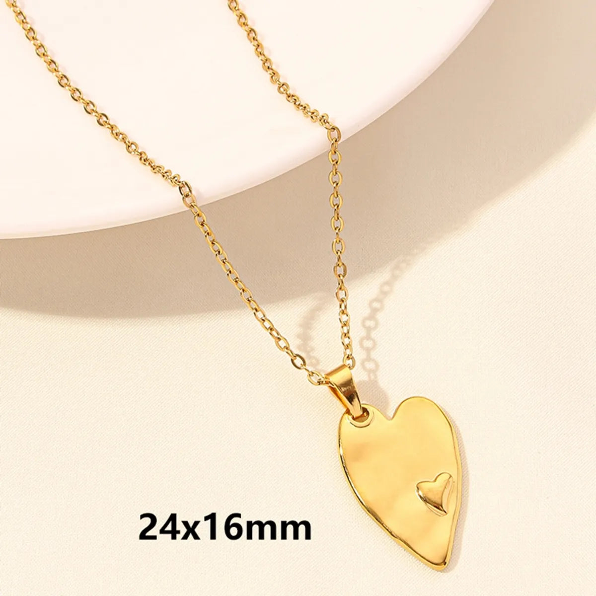 Wholesale Jewelry Elegant Cute Heart Shape 304 Stainless Steel 18K Gold Plated Plating Pendant Necklace