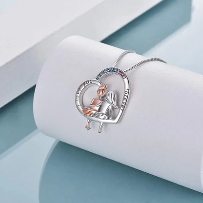 Elegant Cute Lady Heart Shape Sterling Silver Plating Inlay Zircon Pendant Necklace