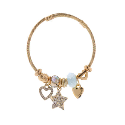 Elegant Cute Luxurious Star Heart Shape Alloy Inlay Rhinestones Women's Bangle