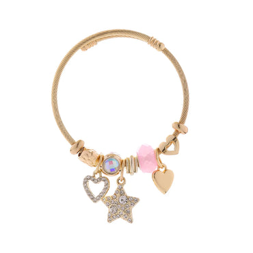 Elegant Cute Luxurious Star Heart Shape Alloy Inlay Rhinestones Women's Bangle