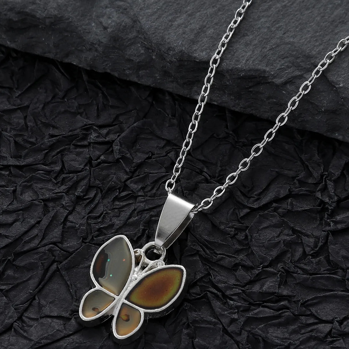 Elegant Cute Romantic Butterfly Stainless Steel Alloy Inlay Resin Women'S Pendant Necklace