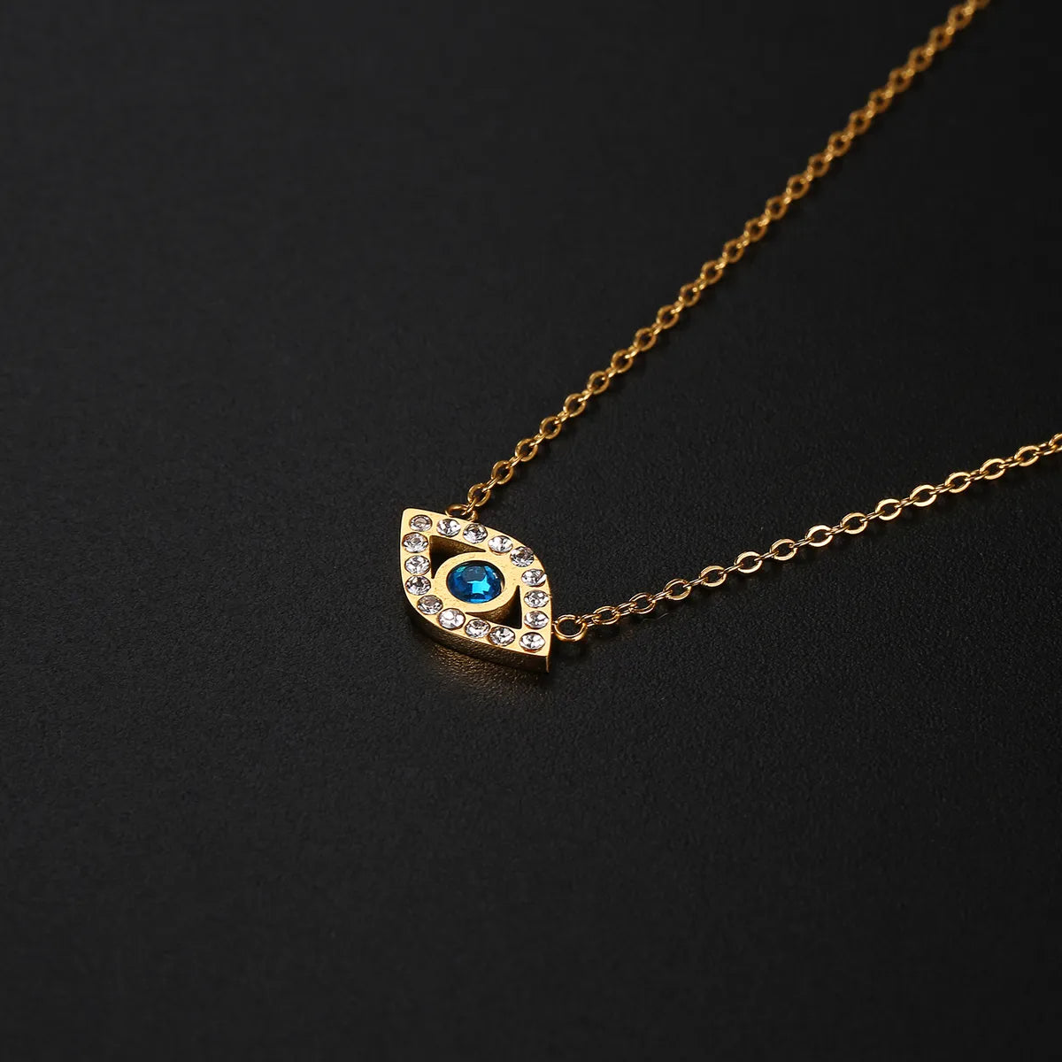 304 Stainless Steel 18K Gold Plated Elegant Cute Simple Style Polishing Plating Inlay Devil'S Eye Zircon Necklace