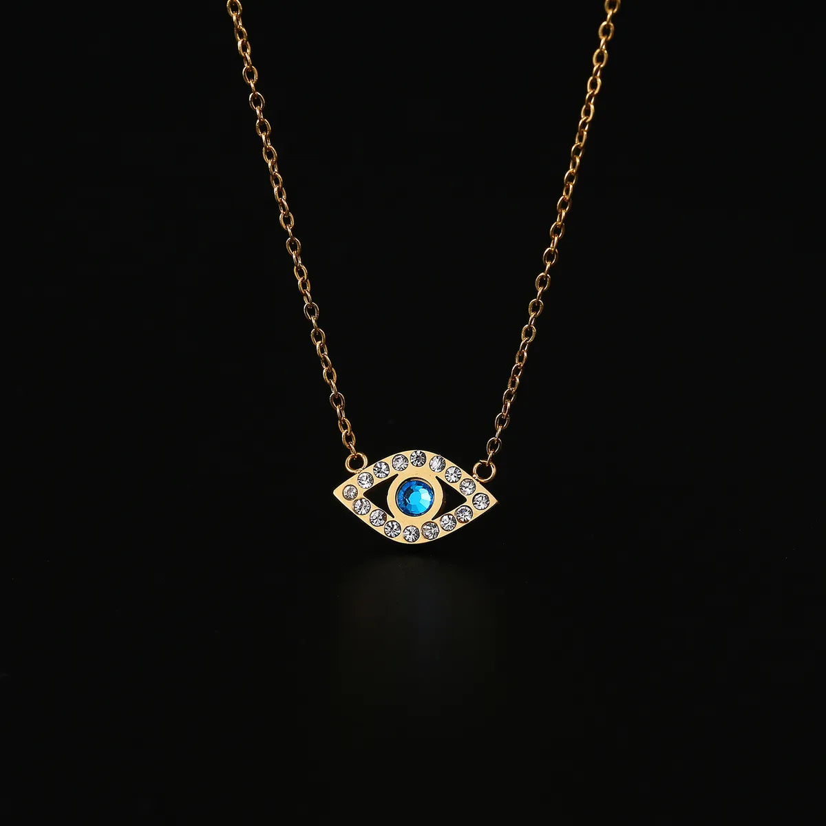 304 Stainless Steel 18K Gold Plated Elegant Cute Simple Style Polishing Plating Inlay Devil'S Eye Zircon Necklace