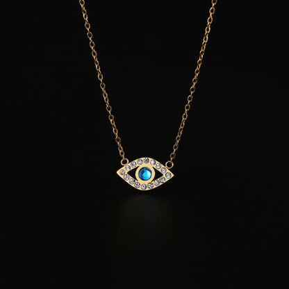 304 Stainless Steel 18K Gold Plated Elegant Cute Simple Style Polishing Plating Inlay Devil'S Eye Zircon Necklace