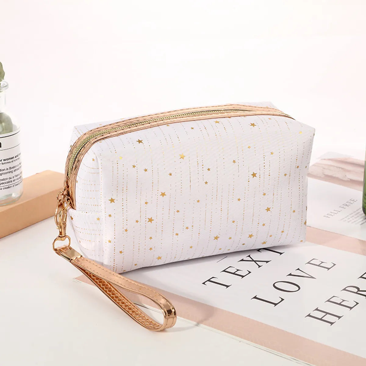 Elegant Cute Stripe Polyester Square Makeup Bags