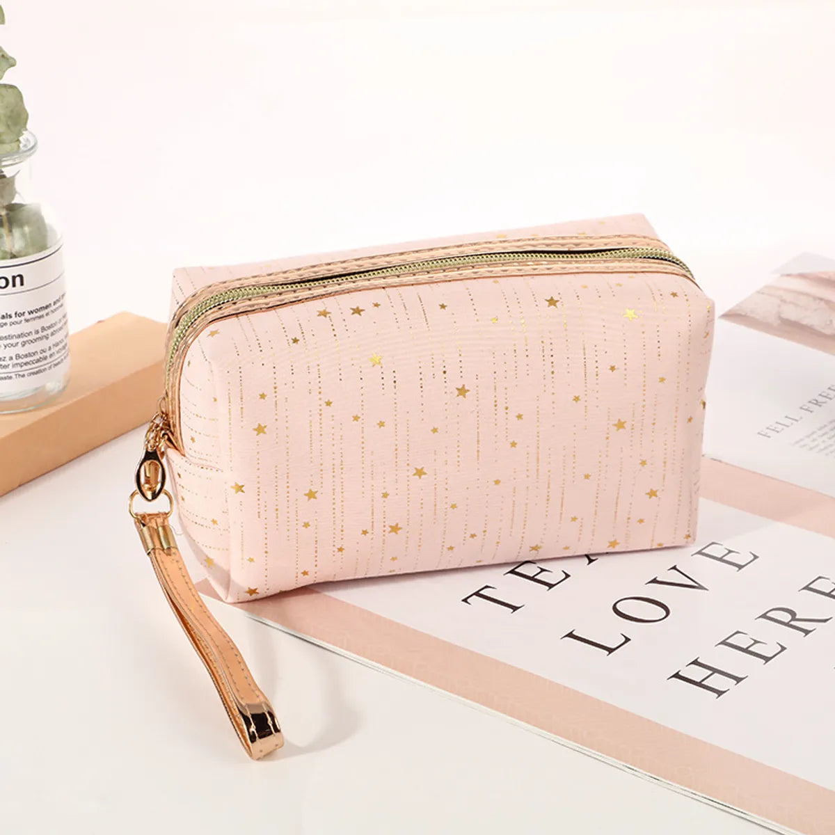 Elegant Cute Stripe Polyester Square Makeup Bags