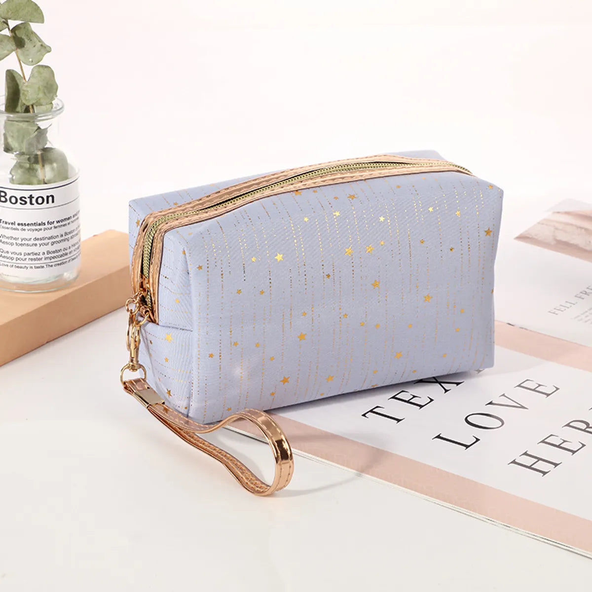 Elegant Cute Stripe Polyester Square Makeup Bags