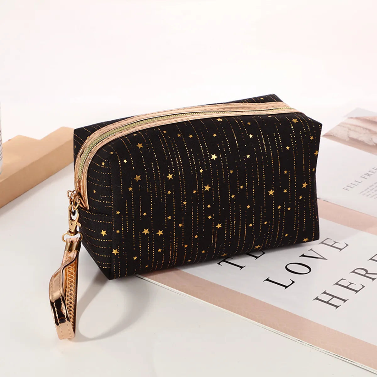 Elegant Cute Stripe Polyester Square Makeup Bags