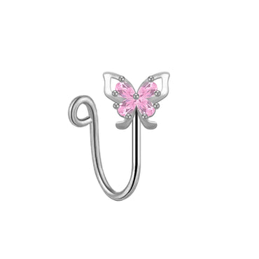 Elegant Cute Vacation Wings Butterfly Stainless Steel Copper White Gold Plated Rhinestones Zircon Nose Ring Nose Studs In Bulk