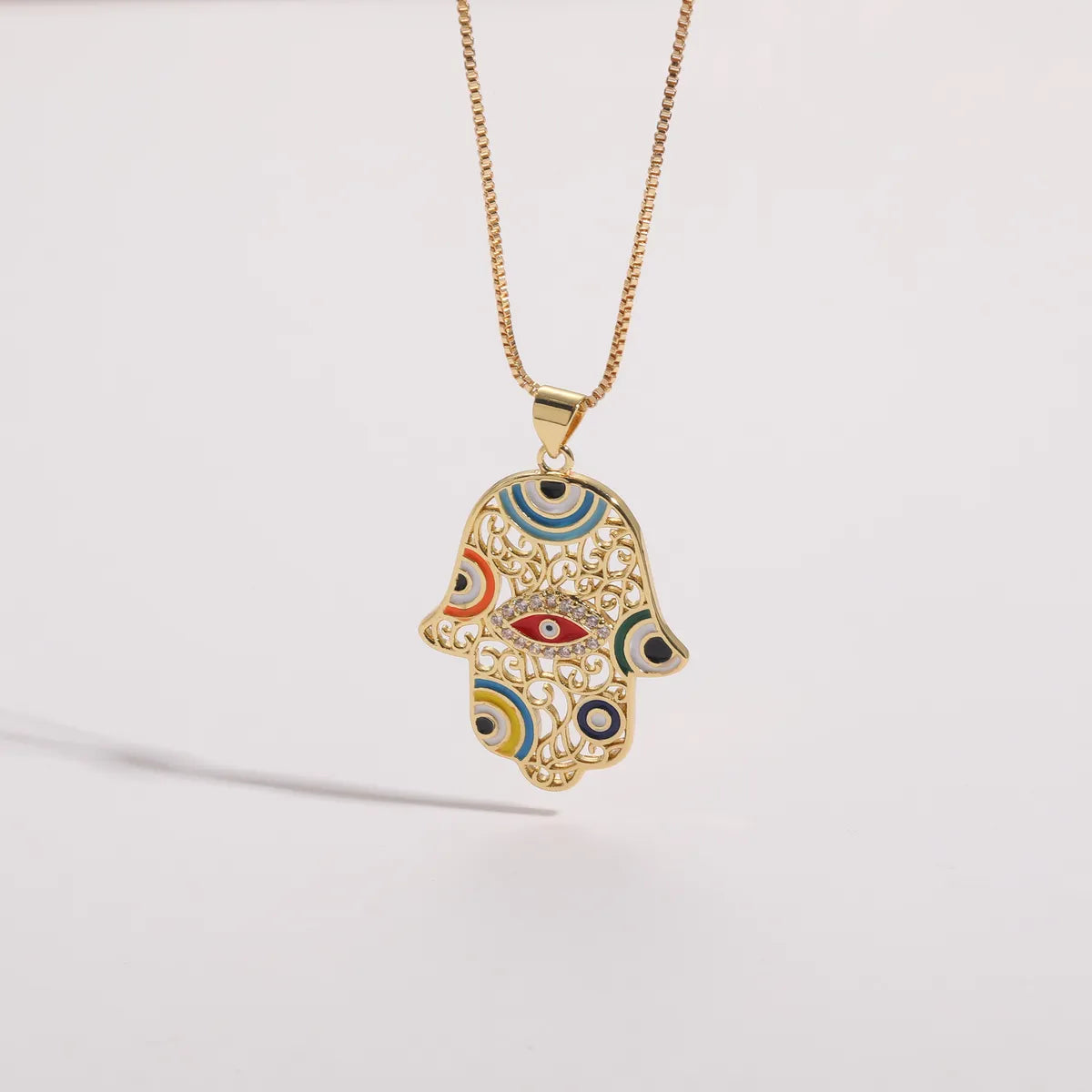 Elegant Devil's Eye Copper 14k Gold Plated Zircon Pendant Necklace In Bulk